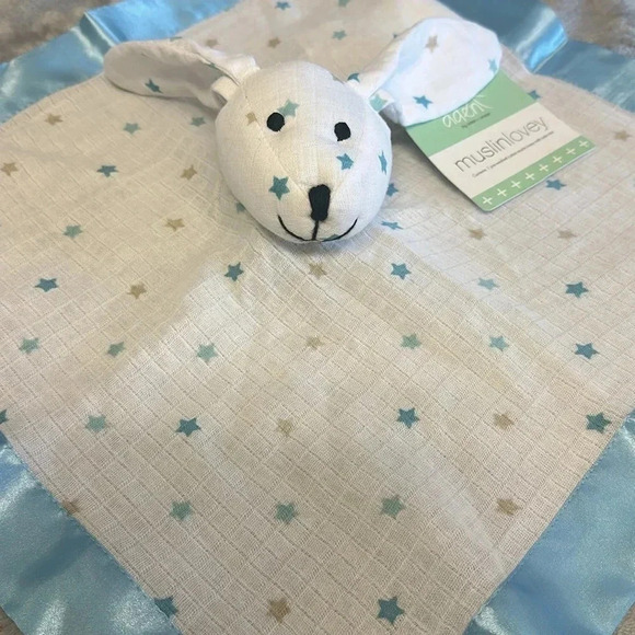 Aden + Anais - NWT - 100% Muslim Cotton Musy Mate with blue/tan stars - Picture 3 of 4